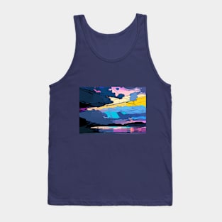 Sea & clouds artistic punk graphic style 1 Tank Top